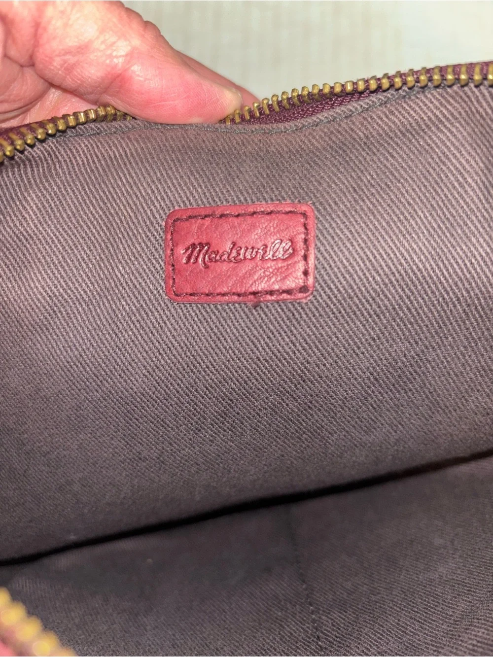 Madewell Small Zip-Top Transport Crossbody Bag Leather Dark Cabernet Burgundy